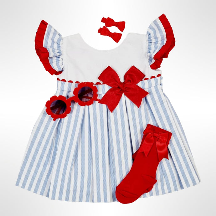 Spanish Romany Style Ribbon Bow Knee High Socks - Red