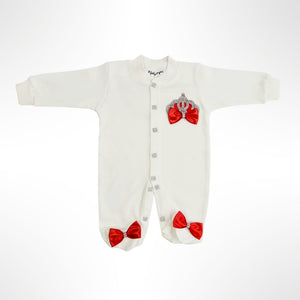 BABITIQUE SIGNATURE Crown Jewels Romper with Angel Wings - Red