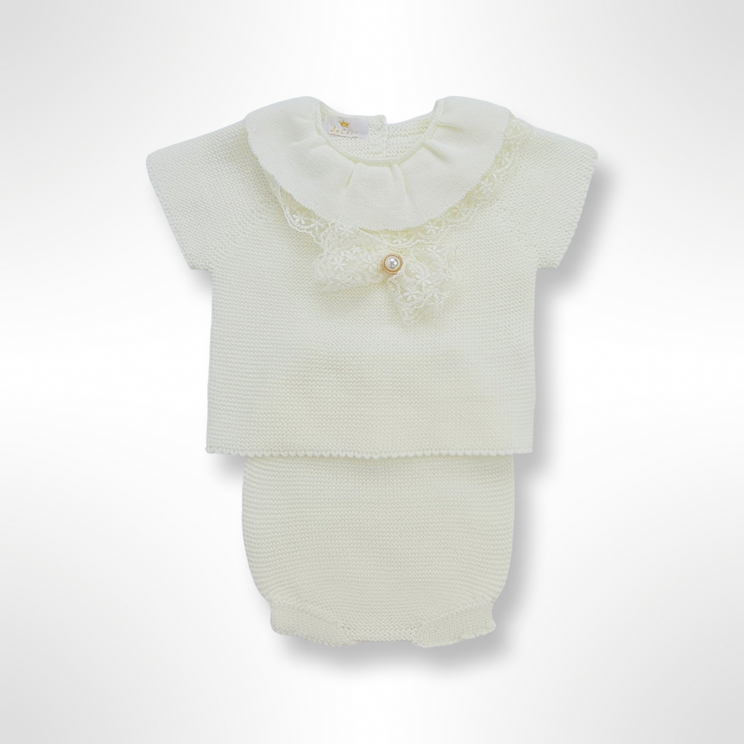 Channel Knitted Bloomer Set - Ivory