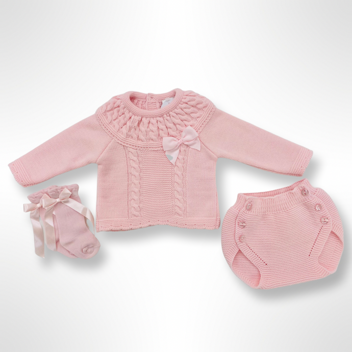 Rachel Knitted Top and Bloomer Set - Pink