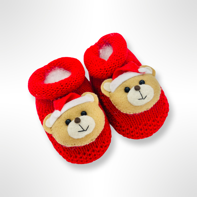 Santa Teddy Booties & Dummy Clip Set