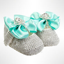 Load image into Gallery viewer, BABITIQUE SIGNATURE Silver and Mint Shoe and Headband Set