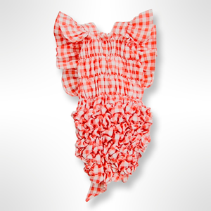 Portofino Collection - Coral and White Check Swimsuit