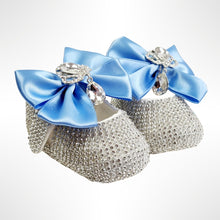 Load image into Gallery viewer, BABITIQUE SIGNATURE Silver &amp; Baby Blue Shoe and Headband Set