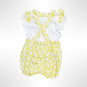 Checker Collection - Yellow/White Top and Dungaree Set