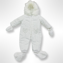 Load image into Gallery viewer, White Heart Beaded Pramsuit
