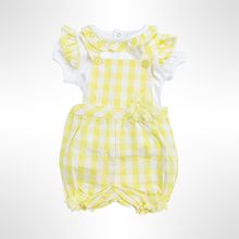 Load image into Gallery viewer, Checker Collection - Yellow/White Top and Dungaree Set