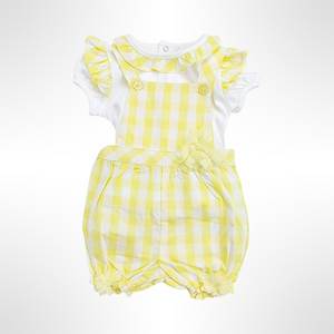 Checker Collection - Yellow/White Top and Dungaree Set