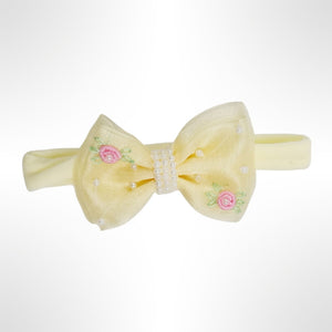 Lemon Organza Bow Booties & Headband Set