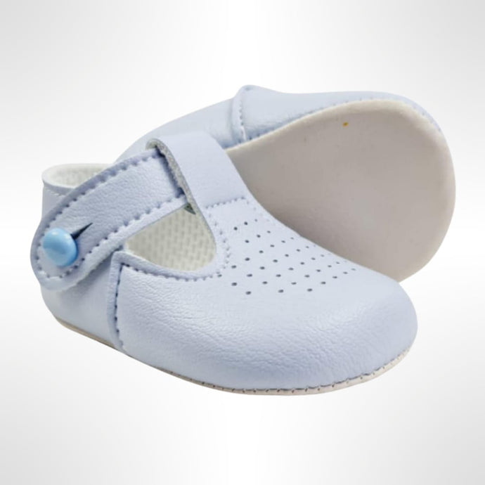 Baypod Baby Blue T Bar Soft Soled Leather Shoes