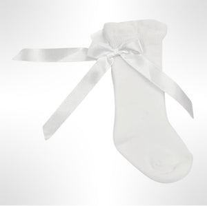 White Knee High Bow Socks