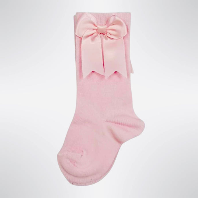 Spanish Romany Style Ribbon Bow Knee High Socks - Pink