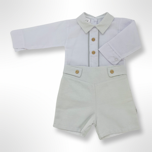 Liam Shirt and Short Set - Light Grey