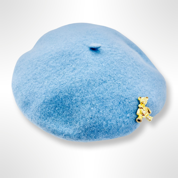 Teddy Bear Charm Beret - Blue