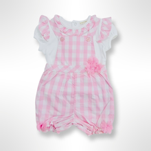 Load image into Gallery viewer, Checker Collection - Pink/White Top and Dungaree Set