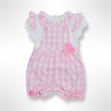 Load image into Gallery viewer, Checker Collection - Pink/White Top and Dungaree Set