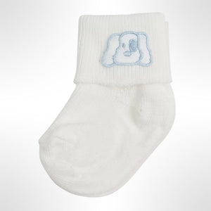 Baby Boy's White Short Ankle Socks With Motif