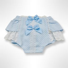 Load image into Gallery viewer, Colette Shirt and Bloomer Set - Blue/White