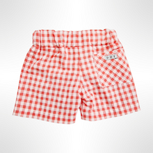 Load image into Gallery viewer, Portofino Collection - Coral and White Check Swim Shorts