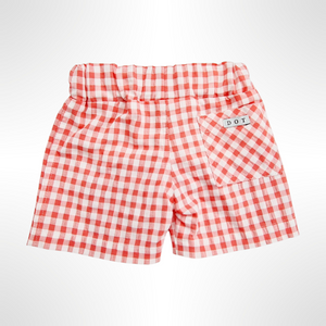 Portofino Collection - Coral and White Check Swim Shorts