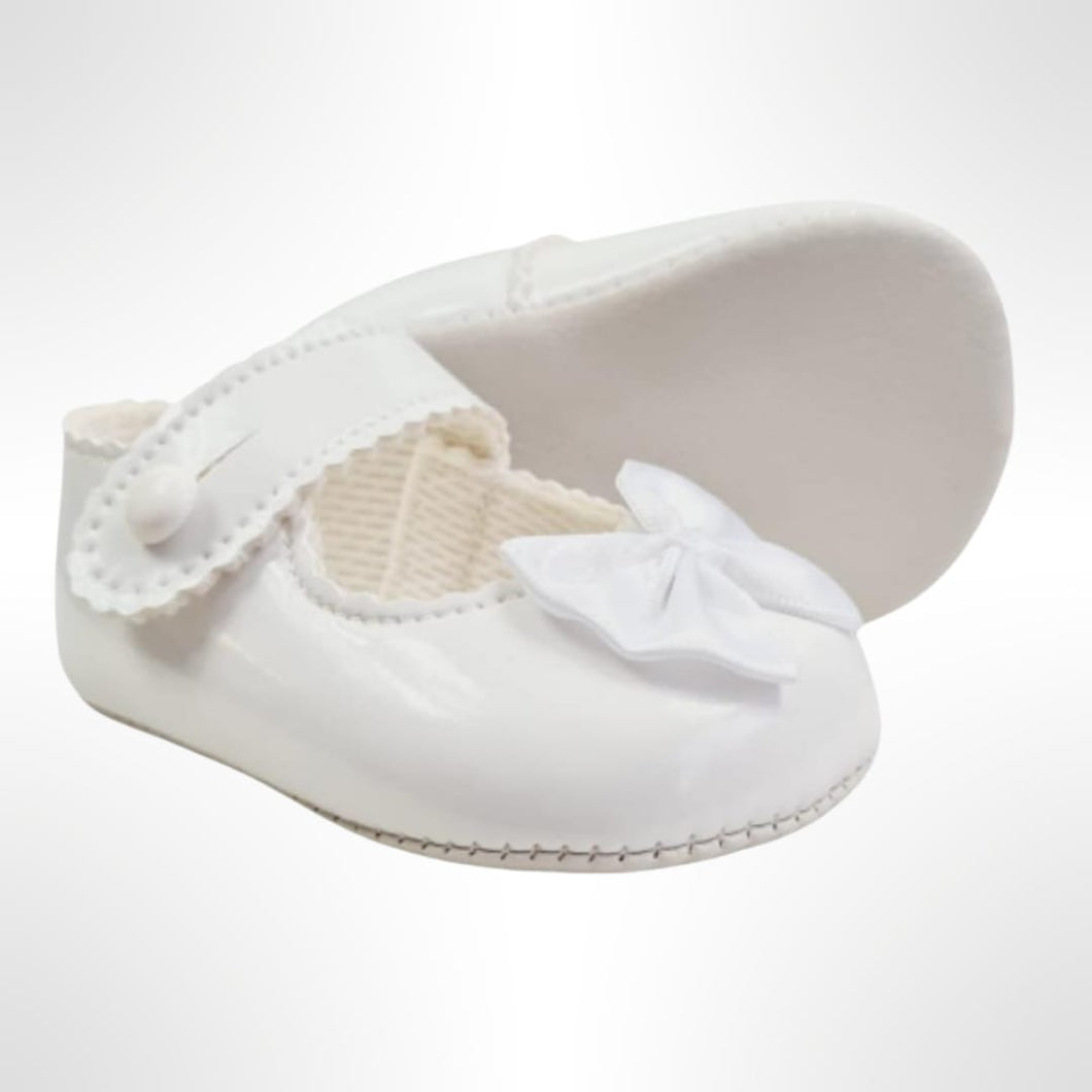 Baypod White Bow Pram Soft Soled Shoes
