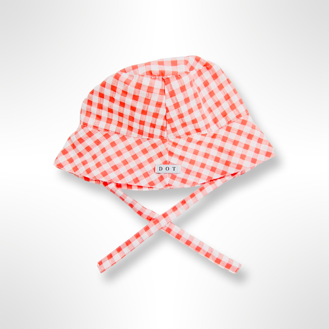 Portofino Collection - Coral and White Check Bucket Hat