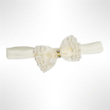 Load image into Gallery viewer, Ivory Beaded Bow Booties &amp; Headband Set
