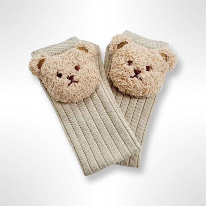 Teddy Bear Head Socks - Beige