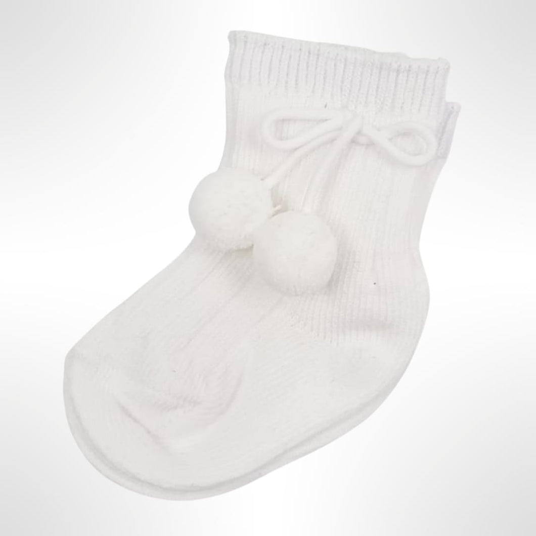 White Short Pom Pom Socks