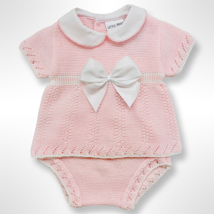 Sammi 2 Piece Bloomer Set - Pink & White