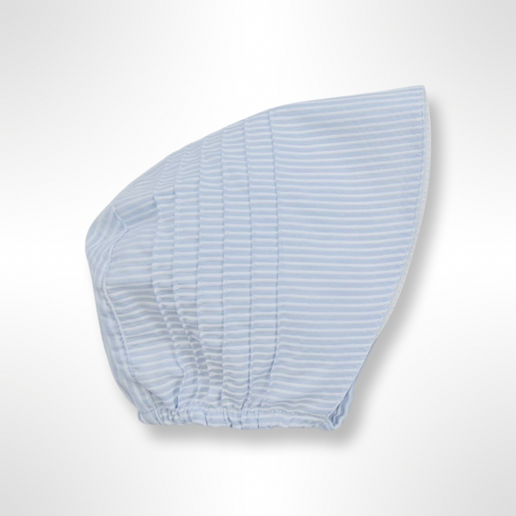 Cannes Collection - Blue Stripe Frill Bonnet