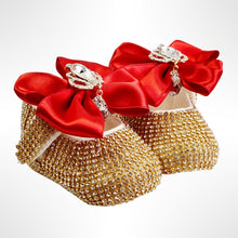 Load image into Gallery viewer, BABITIQUE SIGNATURE Gold &amp; Red Shoe and Headband Set