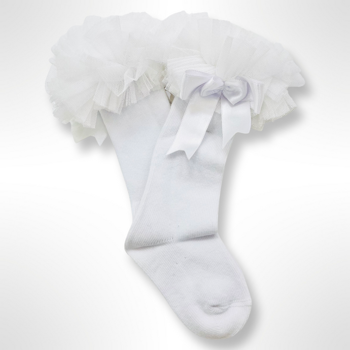 Knee High Tutu Socks - White