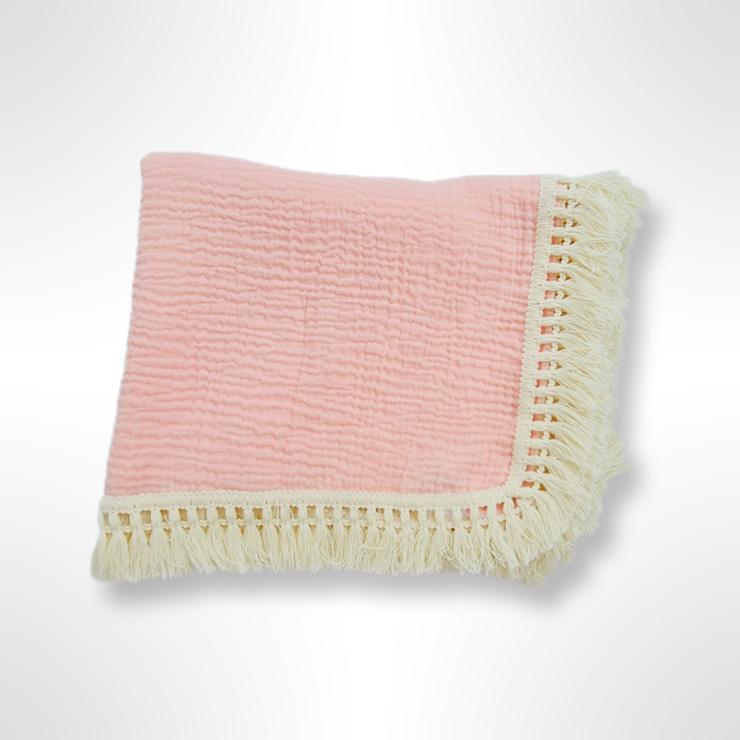 Ziggy Muslin Tassel Blanket - Pink