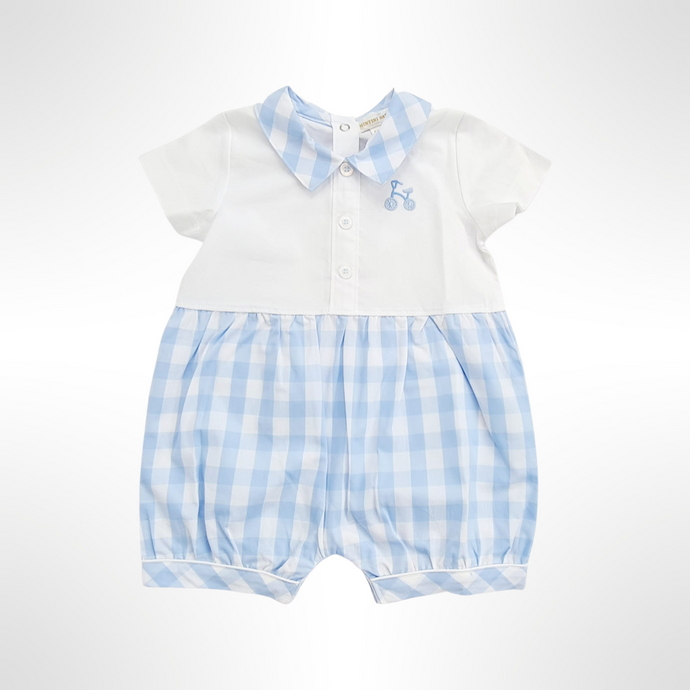 Checker Collection - Blue/White Checked Short Romper