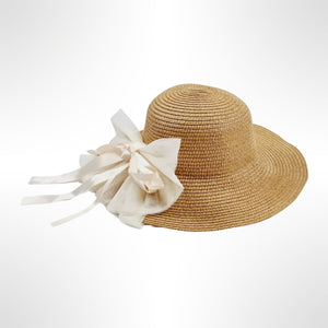 Soleil Tulle Bow Sun Hat - Biscuit