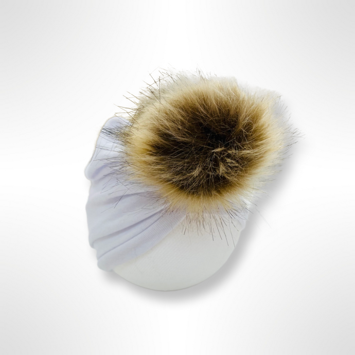 Cotton Fur Turban - White