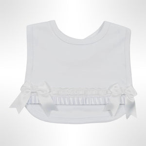 White Ribbon Trim Bib - White Trim