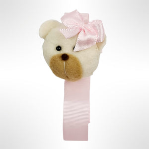 Teddy Booties & Dummy Clip Set - Baby Pink