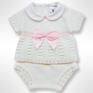 Sammi 2 Piece Bloomer Set - White & Pink