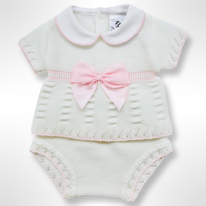 Sammi 2 Piece Bloomer Set - White & Pink