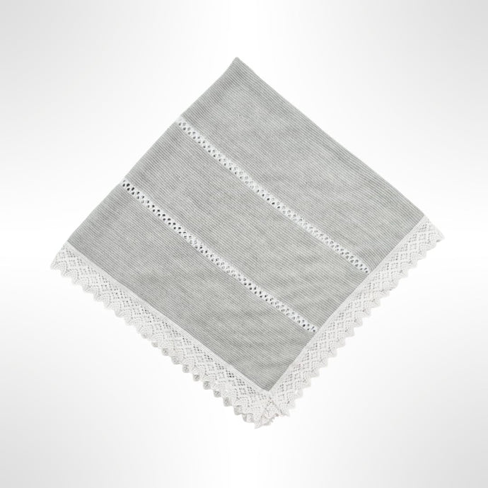 Sommeil Lace Blanket - Grey with White Lace