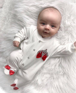 Crown Jewels Romper with Angel Wings - Red