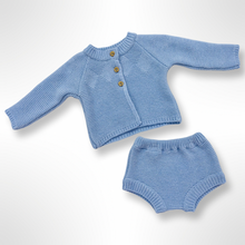 Load image into Gallery viewer, Morella Collection - Knitted Cardigan and Bloomer Set Blue