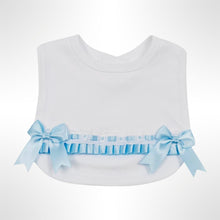 Load image into Gallery viewer, White Ribbon Trim Bib - Blue Trim