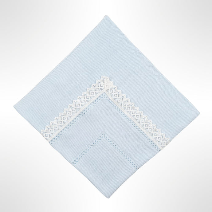 Sonno Lace Blanket - Blue with White Lace