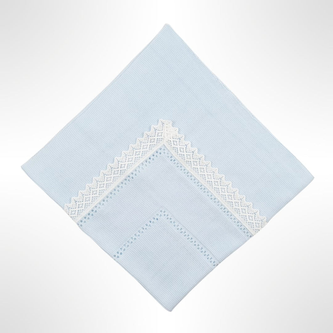 Sonno Lace Blanket - Blue with White Lace