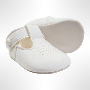 Baypod White T Bar Soft Soled Leather Shoes