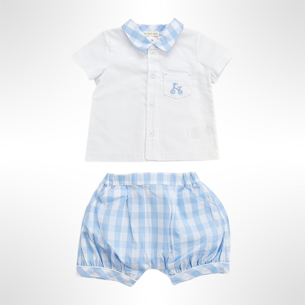 Checker Collection - Blue/White Top and Short Set